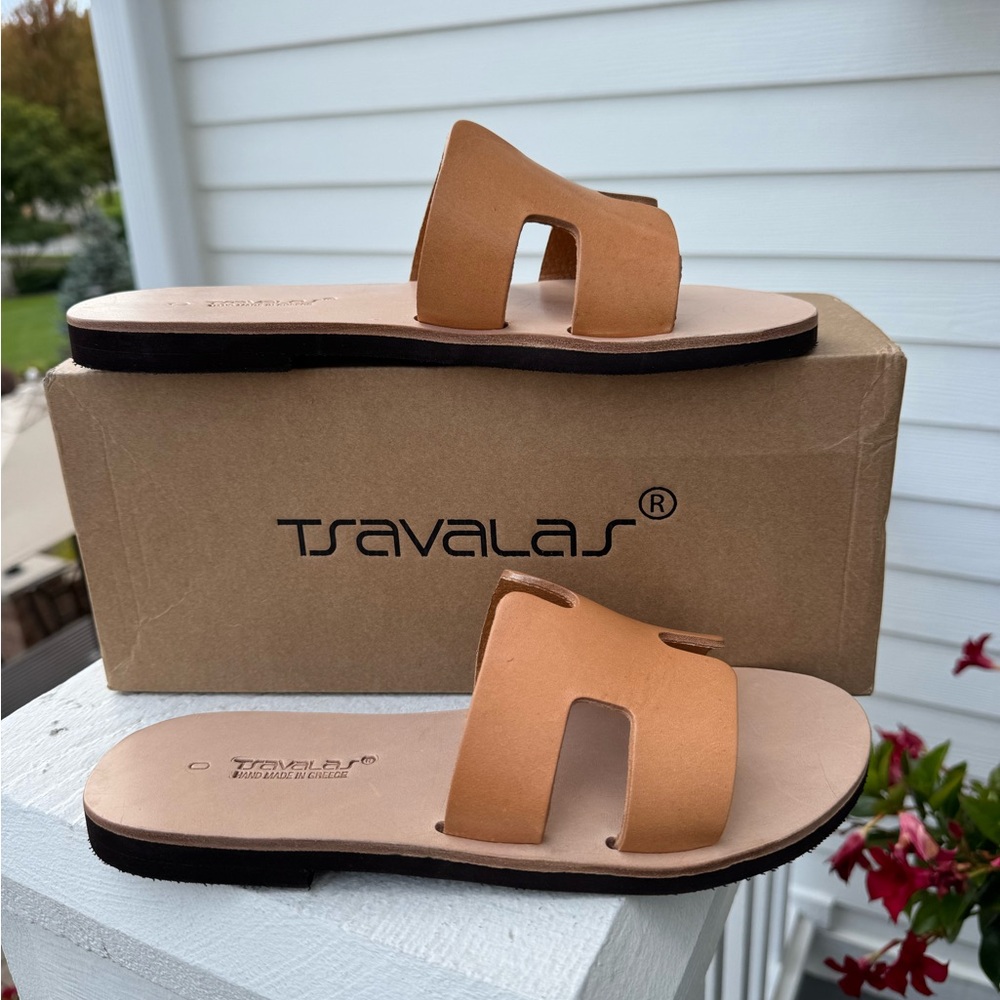 NIB Women’s Tsavalas Tan Slide Sandals 9 (40)